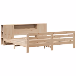 vidaXL Bed Frame without Mattress Bed Base Bedstead White Solid Wood Pine - natural, 200 x 200 cm
