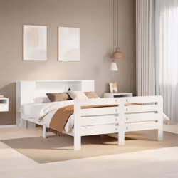 vidaXL Bed Frame without Mattress White 120x190 cm Small Double Solid Wood Pine
