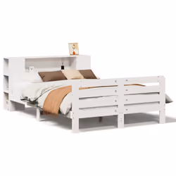vidaXL Bed Frame without Mattress Bed Base Bedstead White Solid Wood Pine - 140 x 190 cm