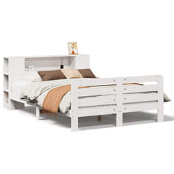 vidaXL Bed Frame without Mattress Bed Base Bedstead White Solid Wood Pine - 140 x 190 cm
