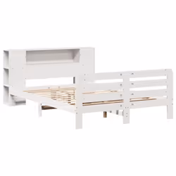vidaXL Bed Frame without Mattress Bed Base Bedstead White Solid Wood Pine - 140 x 190 cm