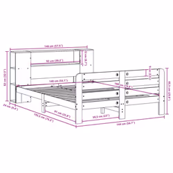 vidaXL Bed Frame without Mattress Bed Base Bedstead White Solid Wood Pine - 140 x 190 cm