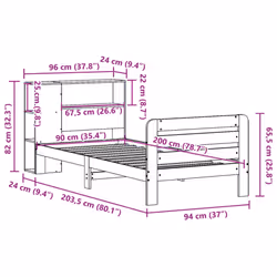 vidaXL Bed Frame without Mattress Bed Base White 90x200 cm Solid Wood Pine