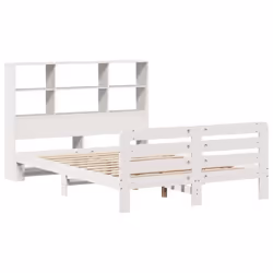 vidaXL Bed Frame without Mattress Home Bed Base 160x200 cm Solid Wood Pine - white, 160 x 200 cm - Additional view 2
