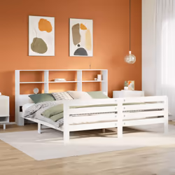 vidaXL Bed Frame without Mattress White 180x200 cm Super King Solid Wood Pine