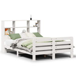 vidaXL Bed Frame without Mattress Home Bed Base 160x200 cm Solid Wood Pine - white, 140 x 190 cm