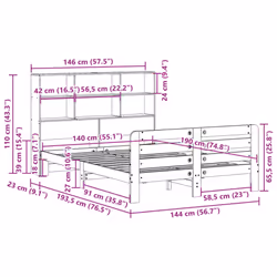 vidaXL Bed Frame without Mattress Home Bed Base 160x200 cm Solid Wood Pine - white, 140 x 190 cm