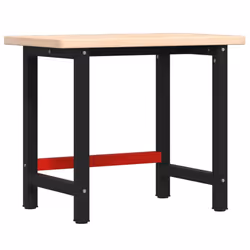 vidaXL Workbench Wooden Work Table Work Bench Tool Solid Wood Oak Rectangular
