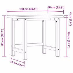 vidaXL Workbench Wooden Work Table Work Bench Tool Solid Wood Oak Rectangular - Additional view 10