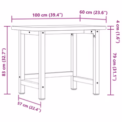 vidaXL Workbench Wooden Work Table Work Bench Solid Wood Beech Rectangular - Additional view 10