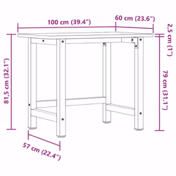 vidaXL Workbench Wooden Work Table Work Bench Solid Wood Beech Rectangular - Additional view 10