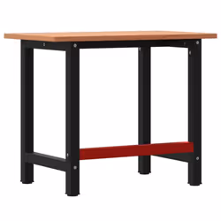vidaXL Workbench Wooden Work Table Work Bench Solid Wood Beech Rectangular - Additional view 6