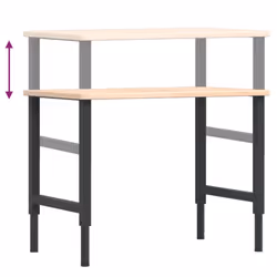 vidaXL Workbench Wooden Work Table Work Bench Tool Solid Wood Oak Rectangular - Additional view 8