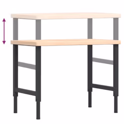 vidaXL Workbench Wooden Work Table Work Bench Tool Solid Wood Oak Rectangular - Additional view 8