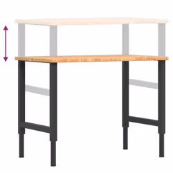 vidaXL Workbench Work Table Work Bench Light Brown Solid Wood Oak Rectangular - Additional view 8