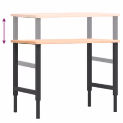 vidaXL Workbench Wooden Work Table Work Bench Solid Wood Beech Rectangular - Additional view 8