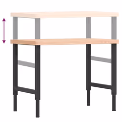 vidaXL Workbench Wooden Work Table Work Bench Solid Wood Beech Rectangular - Additional view 8