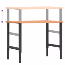 vidaXL Workbench Wooden Work Table Work Bench Solid Wood Beech Rectangular - Additional view 8