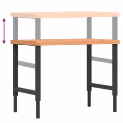 vidaXL Workbench Wooden Work Table Work Bench Solid Wood Beech Rectangular - Additional view 8