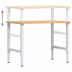 vidaXL Workbench Work Table Work Bench Light Brown Solid Wood Oak Rectangular - Additional view 8