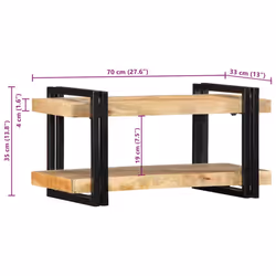 vidaXL Wall Shelf 70x33x35 cm Solid Wood Acacia floating shelf - Solid rough mango wood, 70 x 33 x 35 cm