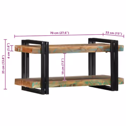 vidaXL Wall Shelf 70x33x35 cm Solid Wood Acacia floating shelf - Solid reclaimed wood, 70 x 33 x 35 cm