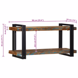 vidaXL Wall Shelf 70x33x35 cm Solid Wood Acacia floating shelf - Solid reclaimed wood, 90 x 33 x 45 cm