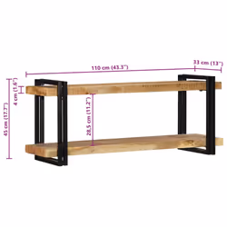 vidaXL Wall Shelf 70x33x35 cm Solid Wood Acacia floating shelf - Solid rough mango wood, 110 x 33 x 45 cm