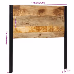 vidaXL Headboard 100 cm Solid Wood Mango and Iron bed headboard - Solid mango wood, 100 cm - Additional view 10