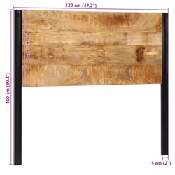 vidaXL Headboard 100 cm Solid Wood Mango and Iron bed headboard - Solid mango wood, 120 cm - Additional view 10