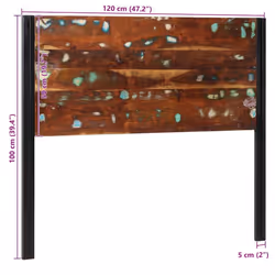 vidaXL Headboard 100 cm Solid Wood Mango and Iron bed headboard - Solid reclaimed wood, 120 cm - Additional view 10