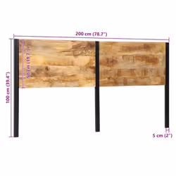 vidaXL Headboard 100 cm Solid Wood Mango and Iron bed headboard - Solid mango wood, 200 cm - Additional view 8