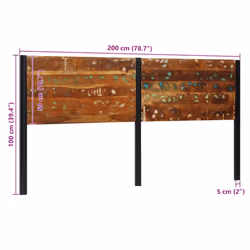 vidaXL Headboard 100 cm Solid Wood Mango and Iron bed headboard - Solid reclaimed wood, 200 cm - Additional view 8