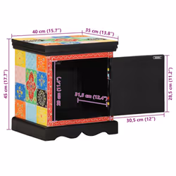 vidaXL Bedside Cabinet Multicolour 40x35x45 cm Solid Wood Mango bedside table - Additional view 10