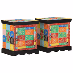 vidaXL Bedside Cabinet 2 pcs Multicolour 40x35x45 cm Solid Wood Mango