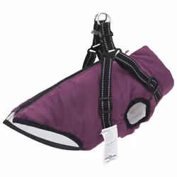vidaXL Dog Coat with Harness Waterproof Reflective Dog Winter Coat Dog Jacket - purple, 2xl