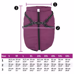 vidaXL Dog Coat with Harness Waterproof Reflective Dog Winter Coat Dog Jacket - purple, 3xl