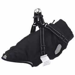 vidaXL Dog Coat with Harness Waterproof Reflective Dog Winter Coat Dog Jacket - black, s