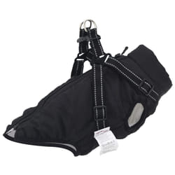 vidaXL Dog Coat with Harness Waterproof Reflective Dog Winter Coat Dog Jacket - black, s