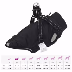 vidaXL Dog Coat with Harness Waterproof Reflective Dog Winter Coat Dog Jacket - black, s - Additional view 10