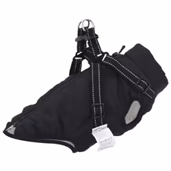 vidaXL Dog Coat with Harness Waterproof Reflective Dog Winter Coat Dog Jacket - black, m