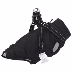 vidaXL Dog Coat with Harness Waterproof Reflective Dog Winter Coat Dog Jacket - black, l