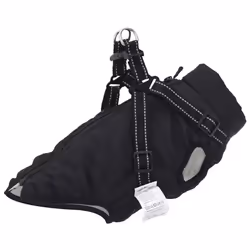 vidaXL Dog Coat with Harness Waterproof Reflective Dog Winter Coat Dog Jacket - black, xl