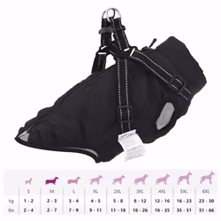 vidaXL Dog Coat with Harness Waterproof Reflective Dog Winter Coat Dog Jacket - black, 2xl - Additional view 10