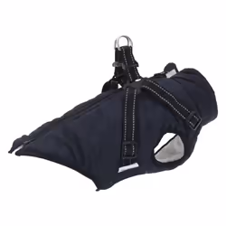 vidaXL Dog Coat with Harness Waterproof Reflective Dog Winter Coat Dog Jacket - navy blue, s