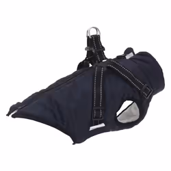 vidaXL Dog Coat with Harness Waterproof Reflective Dog Winter Coat Dog Jacket - navy blue, l