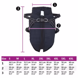 vidaXL Dog Coat with Harness Waterproof Reflective Dog Winter Coat Dog Jacket - navy blue, 3xl - Additional view 9