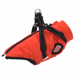 vidaXL Dog Coat with Harness Waterproof Reflective Dog Winter Coat Dog Jacket - red, xl