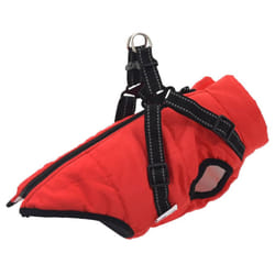 vidaXL Dog Coat with Harness Waterproof Reflective Dog Winter Coat Dog Jacket - red, 2xl