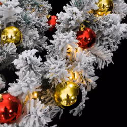 vidaXL Christmas Garland with Baubles & LED Lights Christmas Wreath Green PVC - Additional view 5